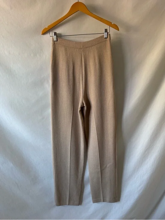 St John Collection Santana Knit Pants Beige Pleated High Waist Sz 4 Quiet Luxury - Picture 5 of 13